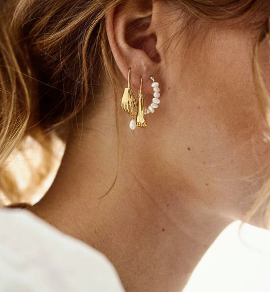 Pearl Earrings 巴洛克珍珠耳環(商品氧化需重新鍍金)