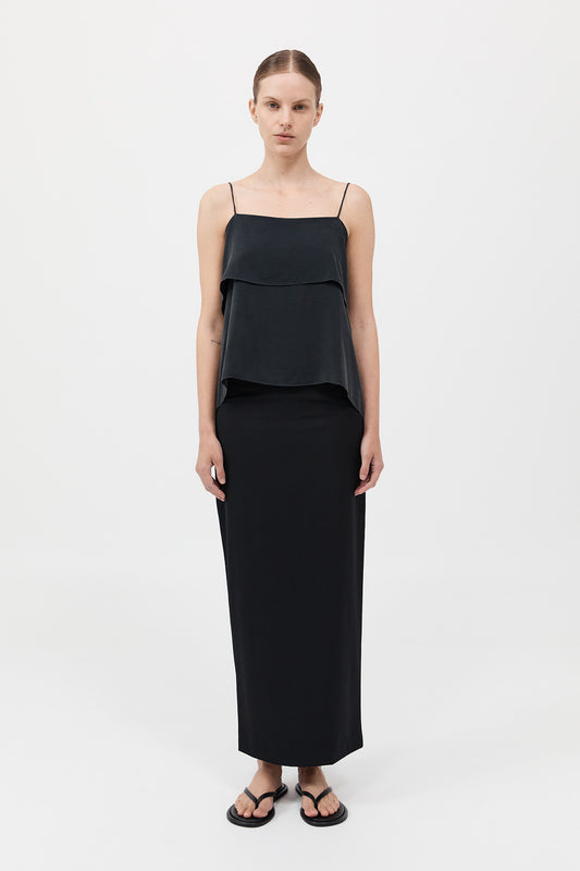 Silk Drape Top 絲綢垂墜上衣 - 黑色