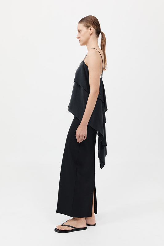 Silk Drape Top 絲綢垂墜上衣 - 黑色