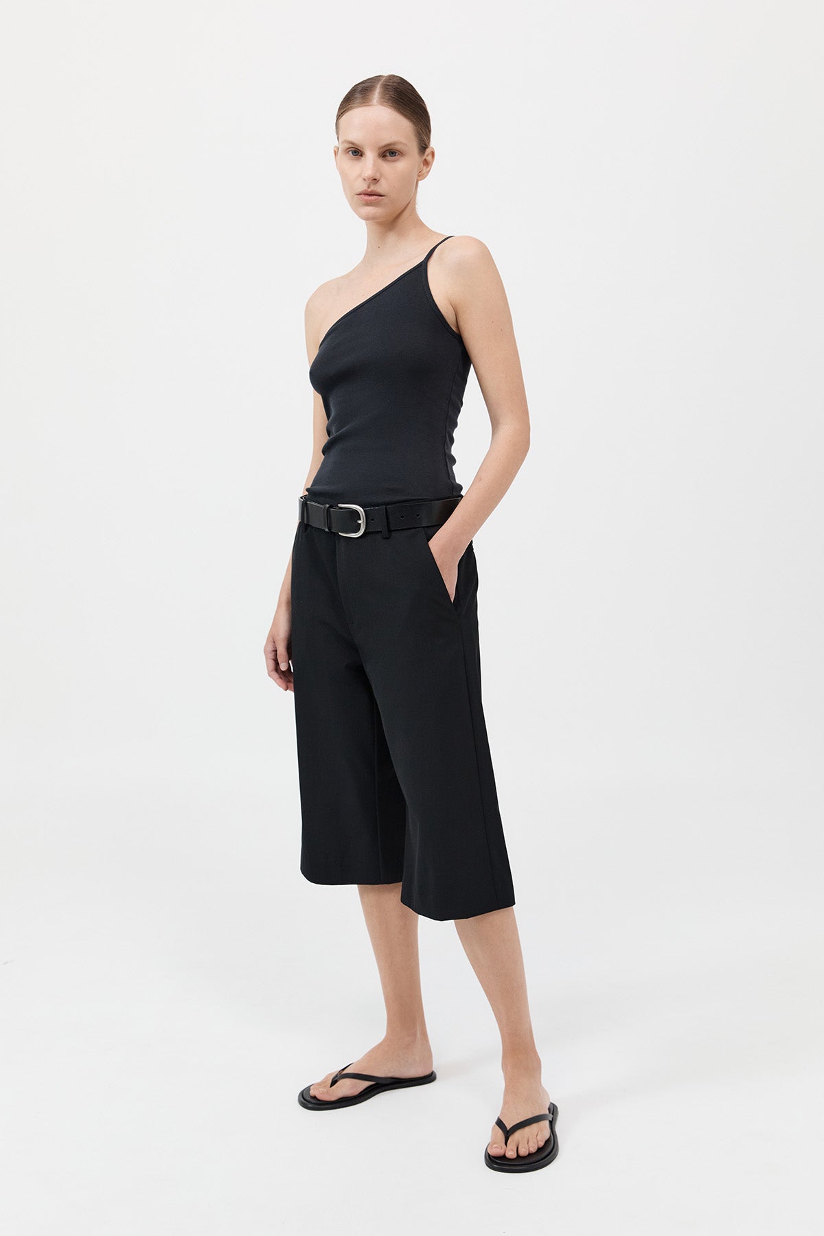 Organic Cotton One Shoulder Tank 有機棉單肩背心 - 黑色