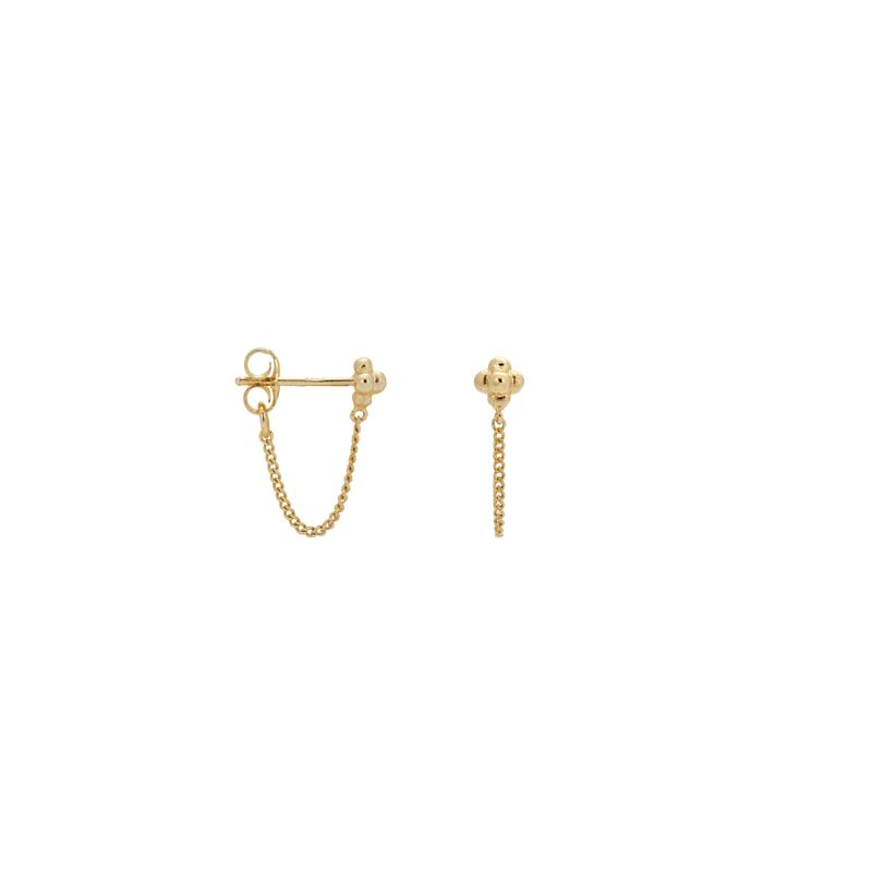 Single Blossom Chain Earrings 花朵鏈條